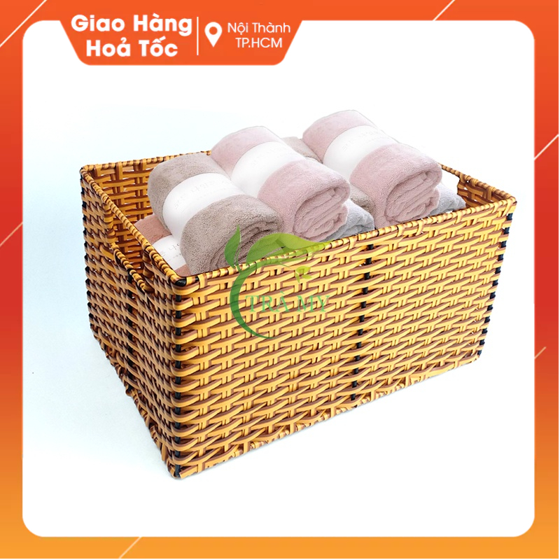 Lidless Rectangular Chest with Handle for Towels, Spa Supplies Resort ...