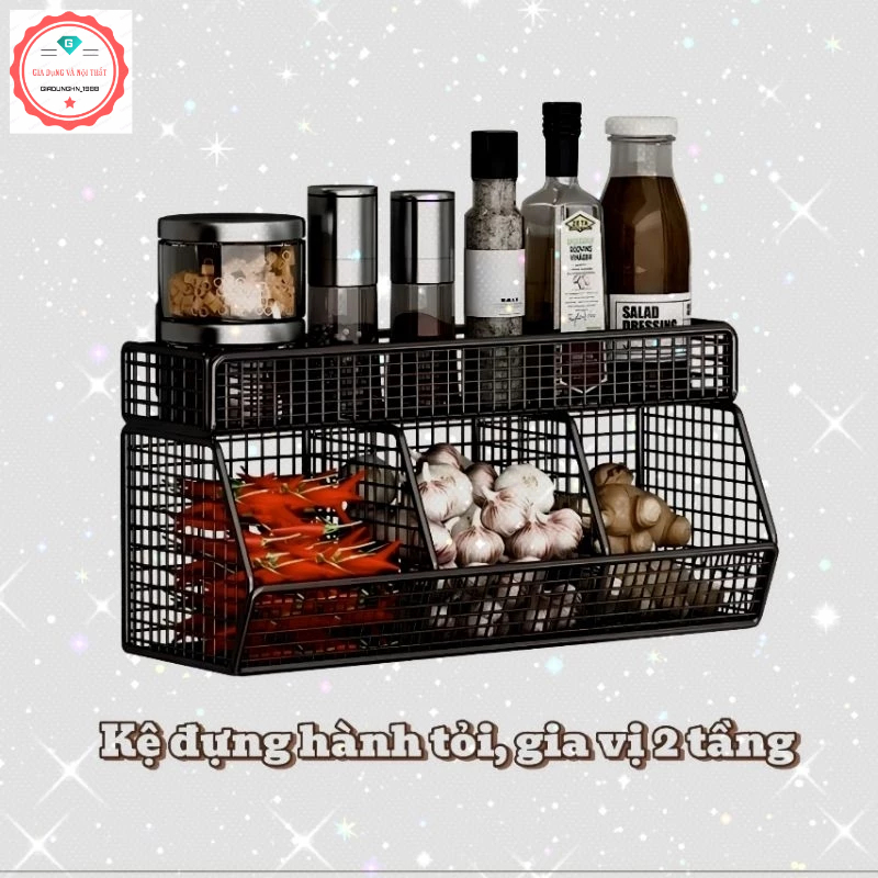 Onion and Garlic Basket with 2 Wall Stickers, Convenient Steel Kitchen ...