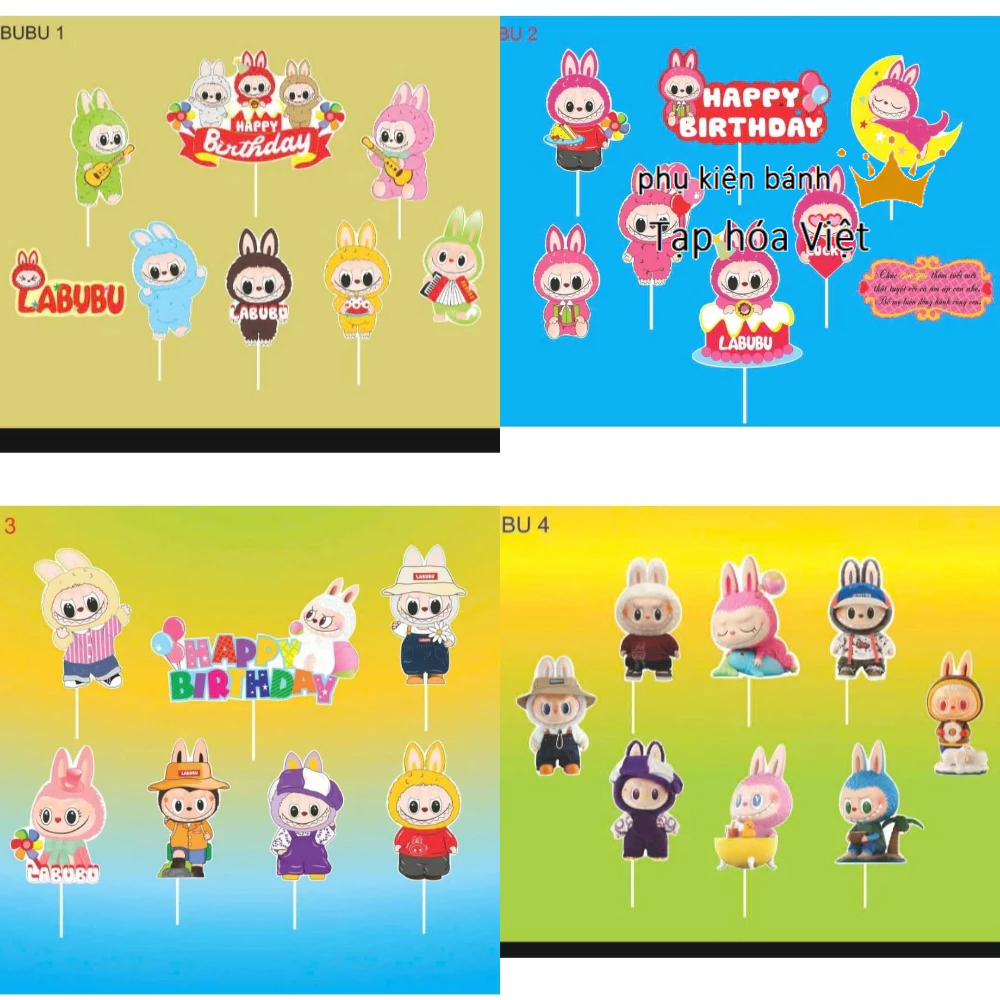 LABUBU paper plug Set to decorate labubu cakes with many hot trend ...