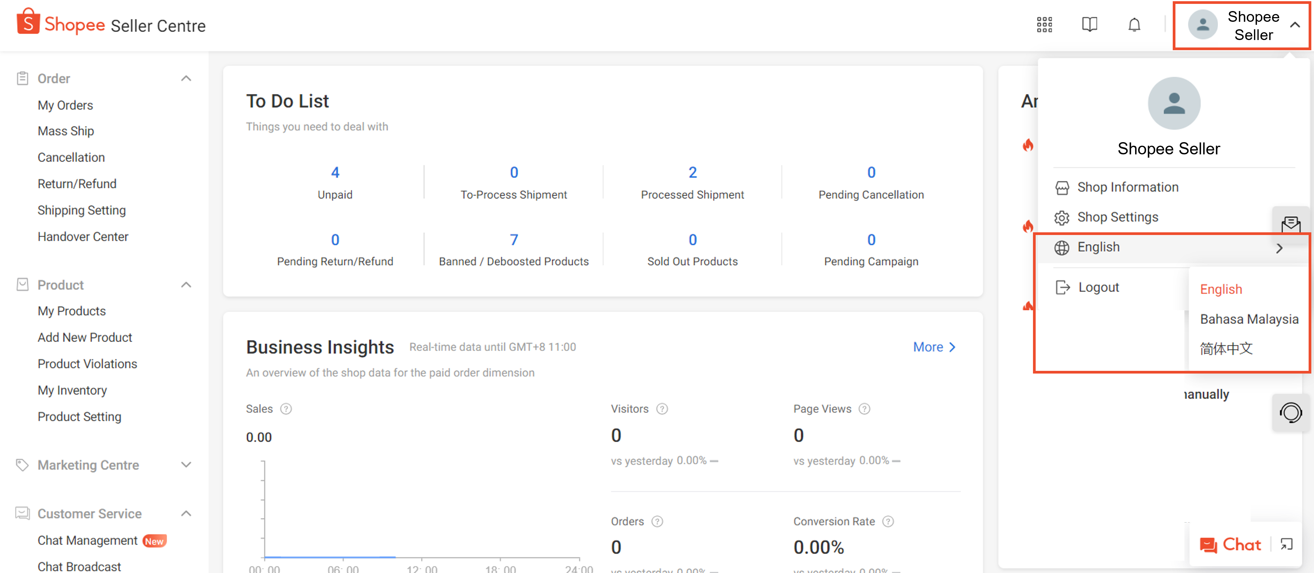 [My Account] How do I change language in Shopee Seller Centre? Shopee