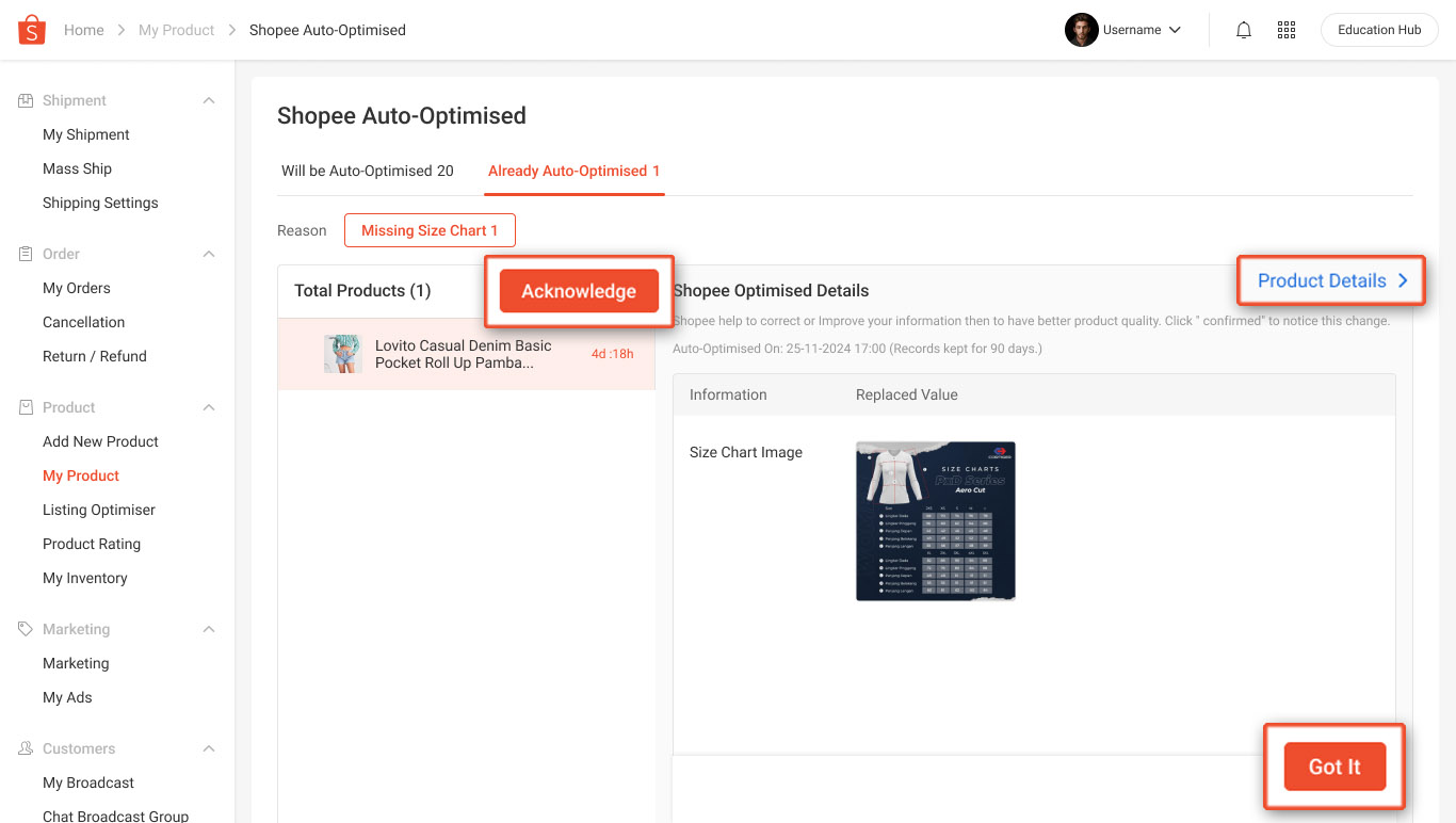 Mandatory Size Chart for Fashion Listings | Shopee MY Seller Education Hub