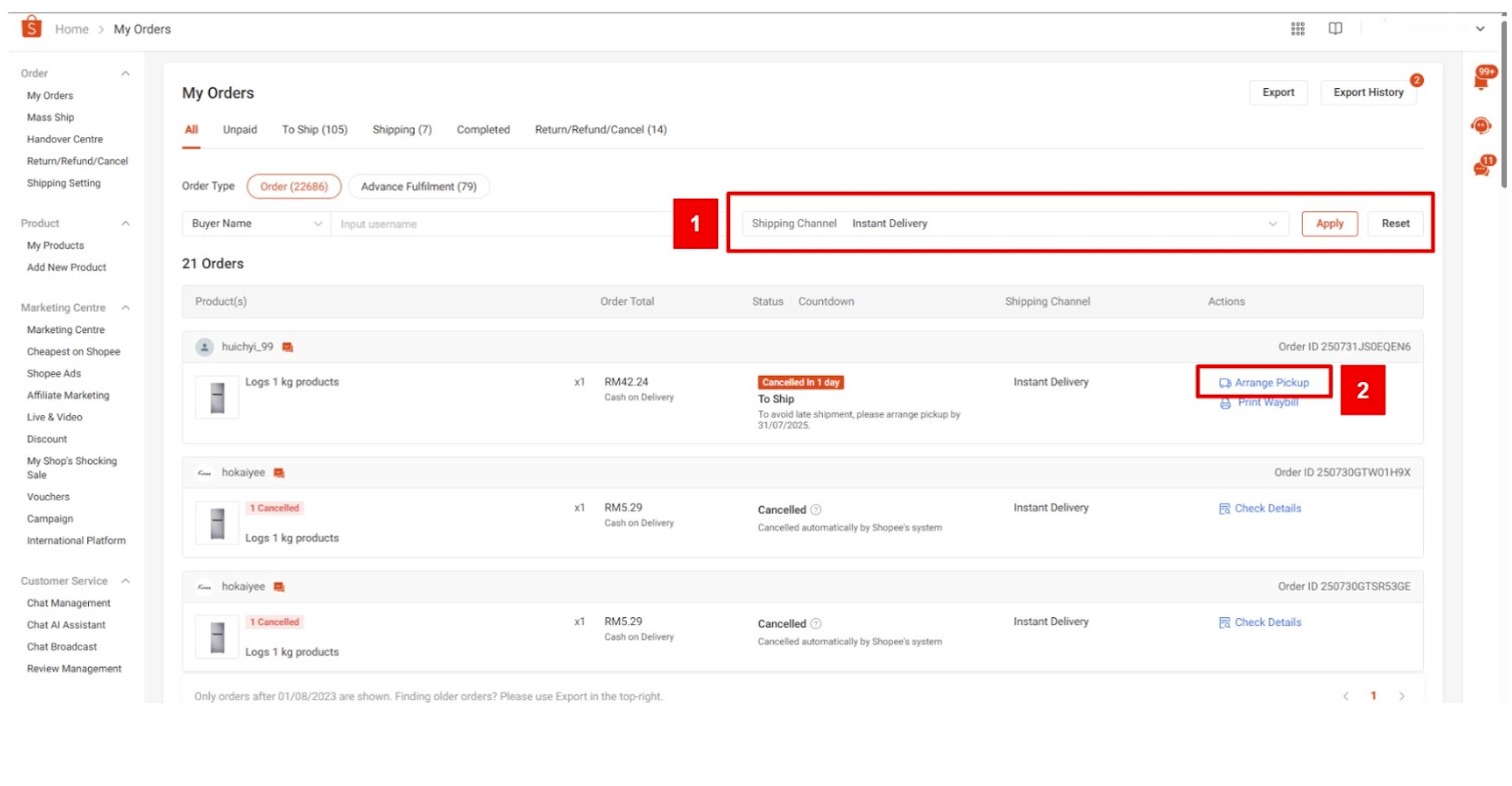 Introduction to Instant Delivery | Shopee MY Seller Education Hub
