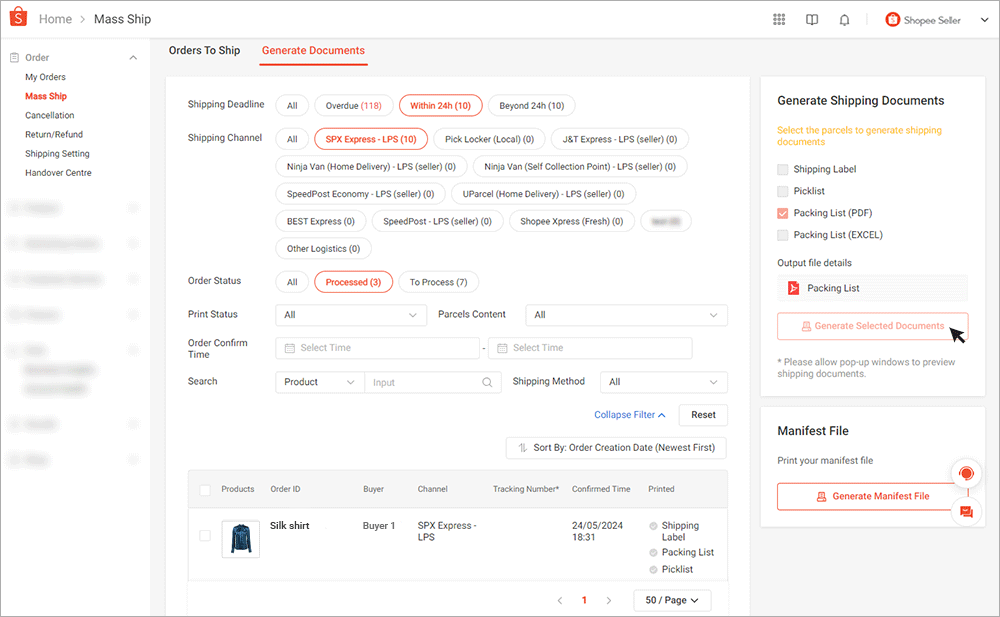 Mass download order documents | MY Seller Education [Shopee]