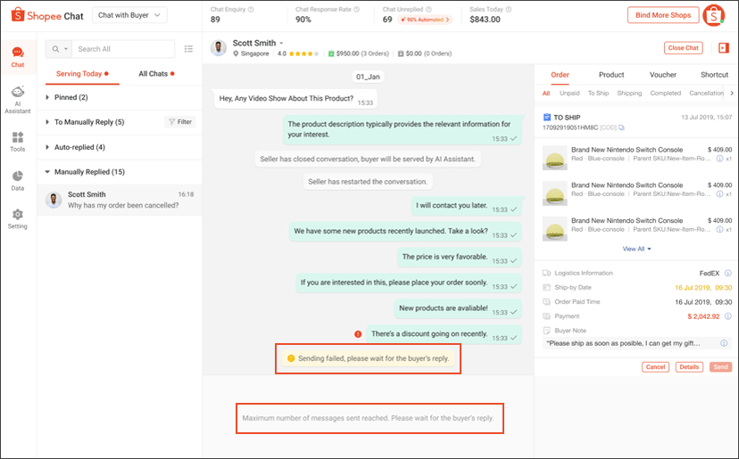 Chat Messages Limitation | Shopee MY Seller Education Hub