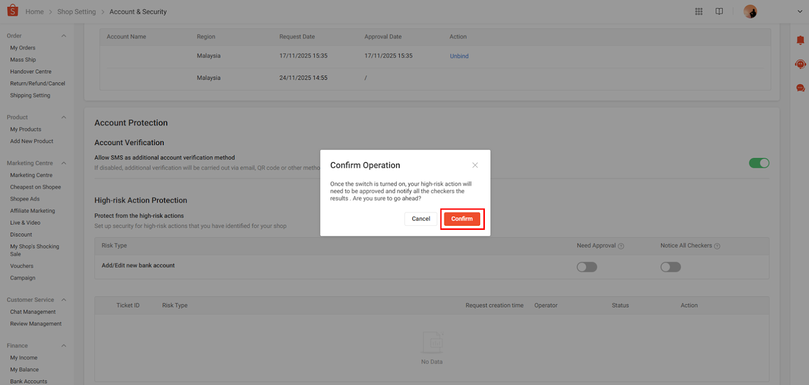 How to set up Security Protection for a shop? | Shopee MY Seller ...